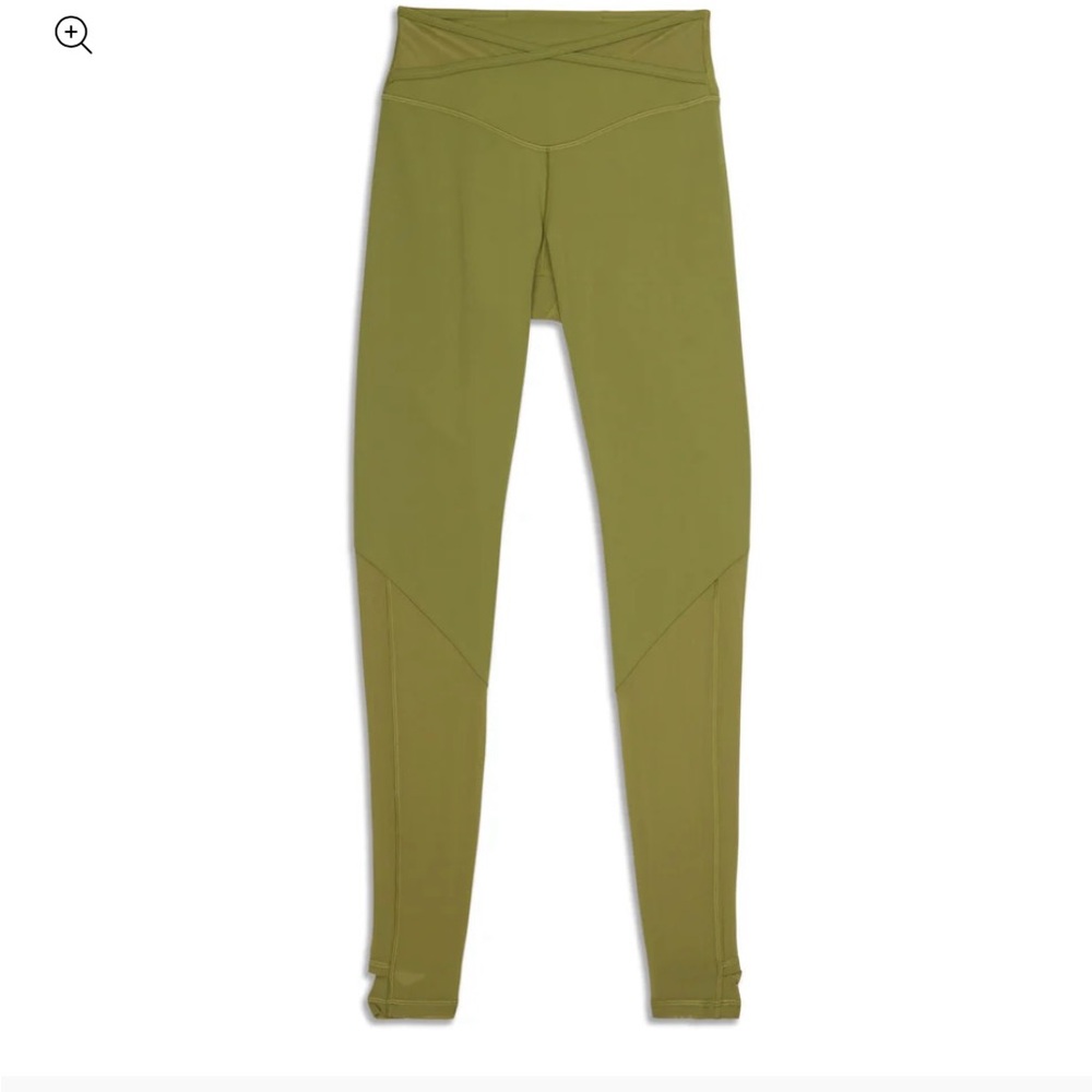 Lululemon Nulu and Crisscross Mesh Stirrup Tight Bronze Green Leggings